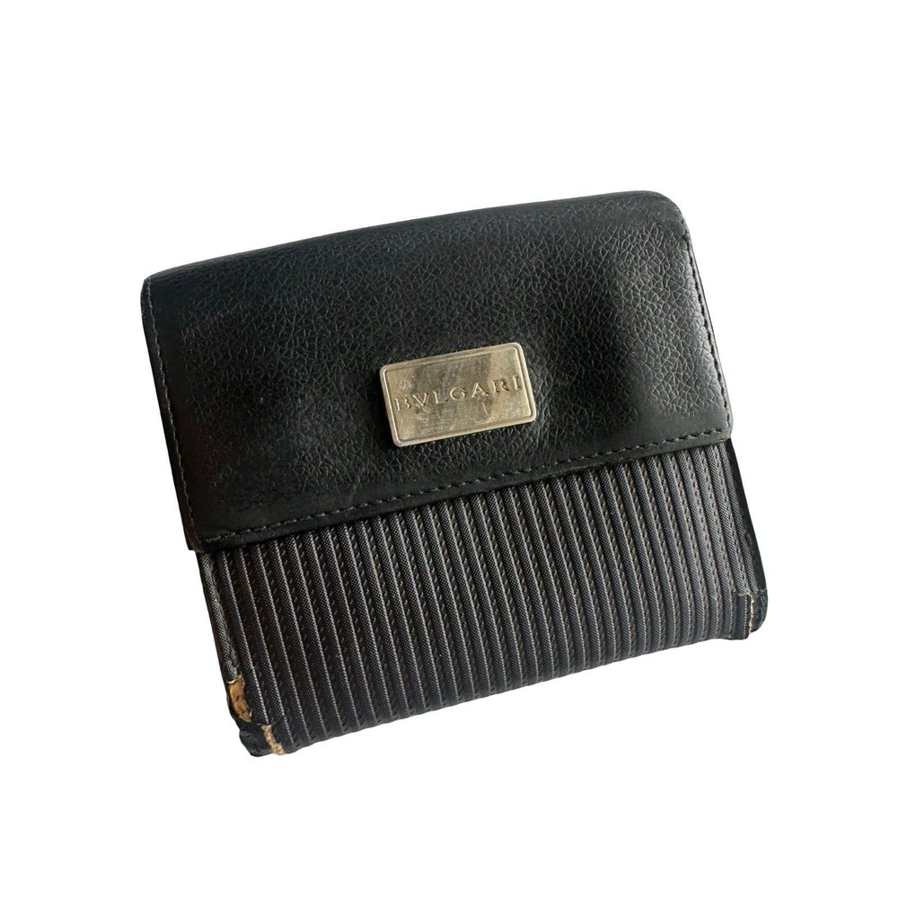 Bvlgari 🧡Millerighe Black Compact Trifold Wallet